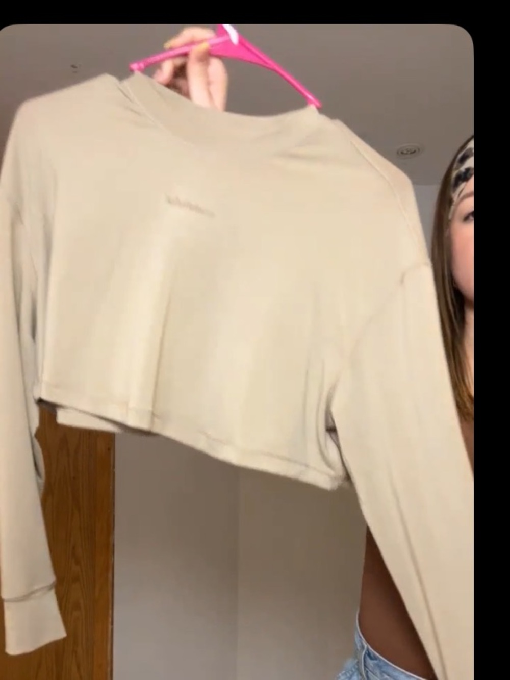 Lululemon Cropped Long-Sleeve Top in Beige size 4